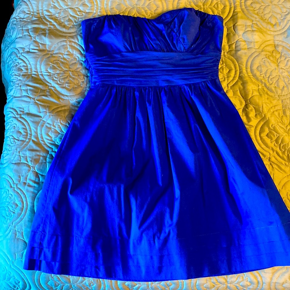 Beautiful Blue Strapless Party Cocktail Dress